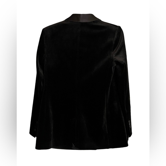 EXPRESS BLACK VELVET SHAWL COLLAR DOUBLE BREASTED TUXEDO BLAZER MEDIUM NWOT - Picture 5 of 11